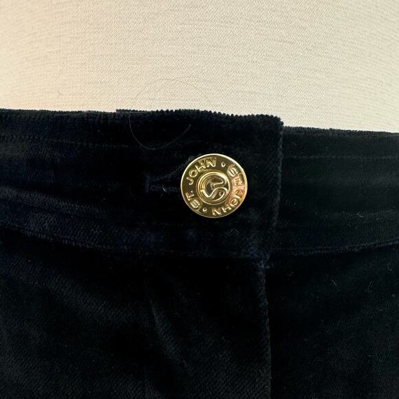 St. John Velvet High Rise Straight Leg Pants Black Cotton-Blend | Size 12 - Picture 4 of 12